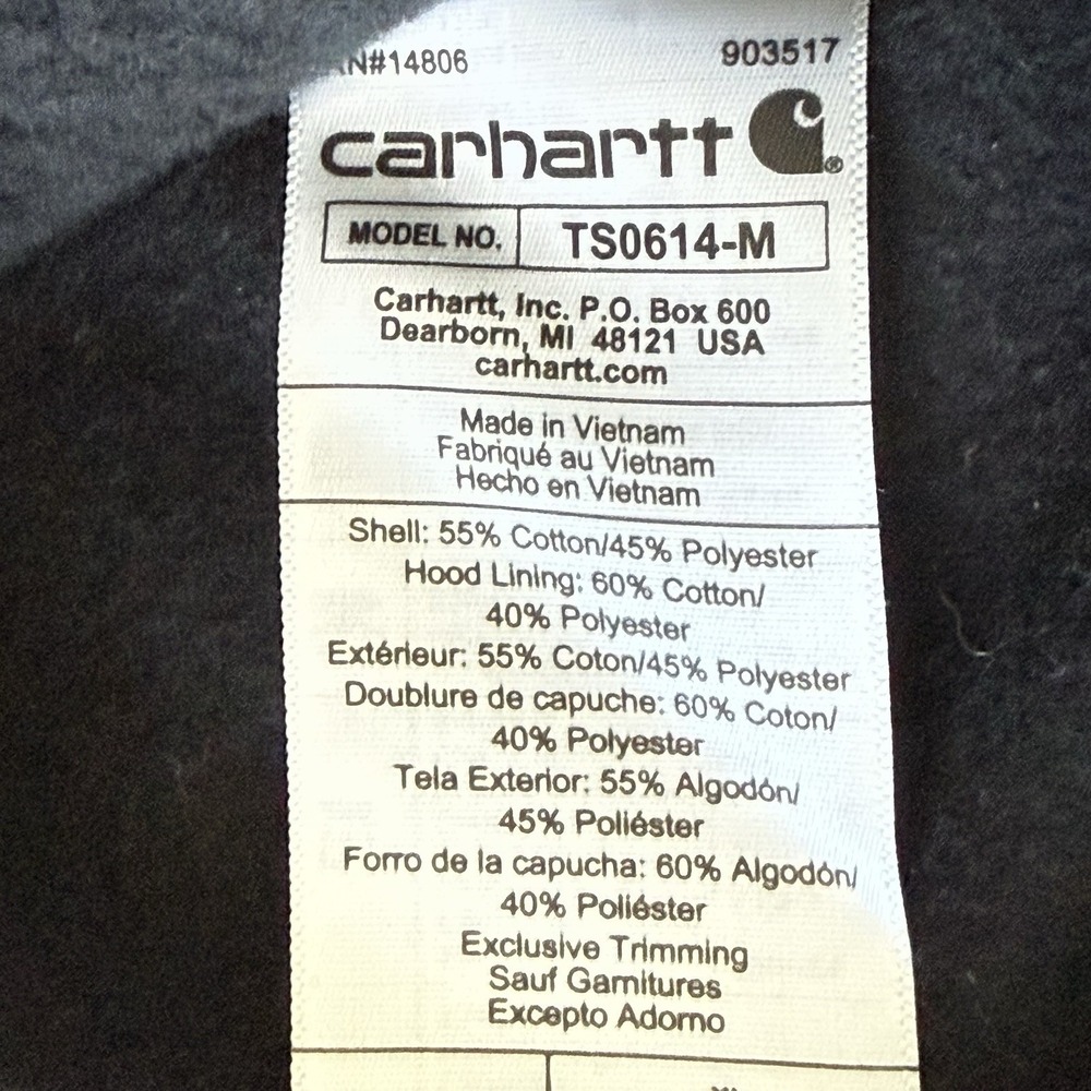 Carhartt Men's XL Rain Defender Paxton Heavyweight‎ Zip Front Sweatshirt Black - Picture 8 of 8